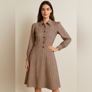 Chevron Patterned Long Sleeve Dress